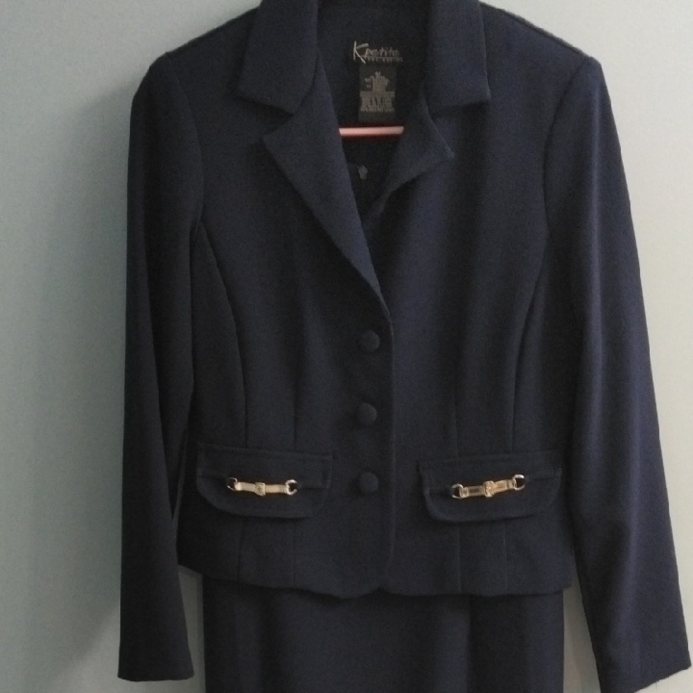 NWT K Petite Collection Size 4 P Navy Blue Blazer With Matching Dress 👗